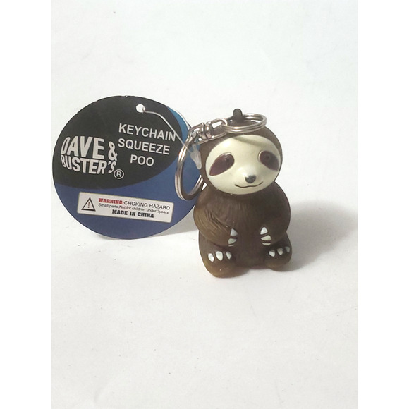 D.I.G. Dave & Buster's Squeeze Poo Sloth Key Chain w/ Tag - Picture 1 of 7